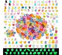 300 Pcs Luminous Glow in The Dark Mini Resin Figurines with 25 Styles Duck Frog Rabbit Owl Mushroom Shapes for Fairy Garden Accessories Micro Landscape Bonsai Aquarium Outdoor Decor