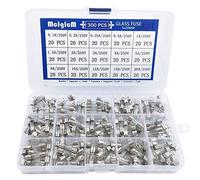 300 Pcs MCIGICM 5 x 20mm Fast-Blow Glass Fuses Assorted, 125V/ 250V 0.1A/ 0.25A/ 0.2A/ 0.5A/ 1A/ 1.5A/ 2A/ 3A/ 4A/ 5A/ 8A/ 10A/ 12A/ 15A/ 20A Tube Fuses, 15 Values