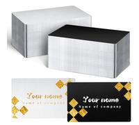300 Pcs Metal Business Card Blanks, Black & Silver Aluminum Business Cards for Laser Engraving, 0.01 Inch Thickness Multipurpose Customizable Aluminium Cards, 3.4 x 2.1 Inch