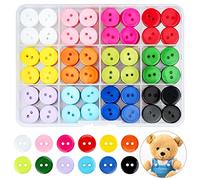 300 Pcs Mixed Buttons Round 12 Color Resin Button Sewing Craft Buttons with Storage Box for Sewing Knitting Arts Crafts DIY Handmade, 15mm 2 Holes
