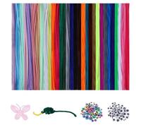 300 Pcs Multicolor Pipe Cleaners for Craft Flowers, 300mm x 6mm Pipe Cleaners Googly with Eyes Self Adhesive, Craft Wire for Kids Adults DIY Decoration Creative Crafting Supplies twiters (A)