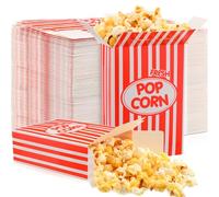 300 Pcs Paper Popcorn Boxes 1 oz Close Top Oil Proof Disposable Popcorn Container 6 x 4 x 2 Inch Red and White Stripes Leak Proof Popcorn Boxes for Party Movie Party Theater Night Carnival Birthday