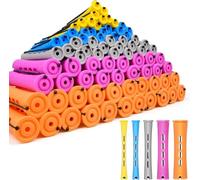 300 Pcs Perm Rods and Plastic Curlers - 5 Sizes No Heat Cold Wave Styling Tools for Short and Long Natural Hair, 5 Colors