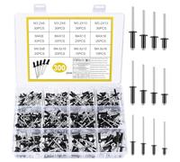 300 Pcs Pop Rivets Assortment, Aluminum Blind Rivets Set, Flange Blind Rivets with Shaft Mandrel, Open End Rivets, Flange Rivets for Metal Wood Plastic - M3.2/M4/M4.8 Pop Rivets Fasteners