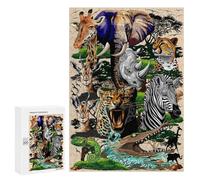 300 PCS Puzzle For Adults African Wildlife Collage Jigsaws for Adults Relax Games Pattern Assembly Deal As Gifts for The Whole Family 300 PCS
