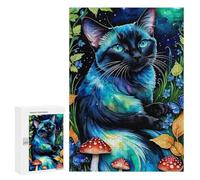 300 PCS Puzzle For Adults Alcohol Ink. Opal Night. Very Olga Fairytale Cat of Siamese Breed. So Big That The Girl Jigsaws for Adults Puzzle Enhance Memory Fun Activities at Home for Is Ideal As A Gi
