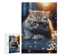 300 PCS Puzzle For Adults Angry Cat Kitty in Water Jigsaws for Adults Relax Games Pattern Assembly Deal As Gifts for The Whole Family 300 PCS