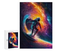 300 PCS Puzzle for Adults Astronaut Surfing Cosmic Wave Adult Jigsaw Puzzle Brain Teaser Game But Fun And Humorous Fun at Home Activities, 300 PCS