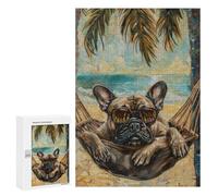 300 PCS Puzzle For Adults Beach Hammock Dog Sunglasses Puzzle For Teenagers Analysis And Logic Help The Brain Exercise Deal As Gifts for The Whole Family 300 PCS