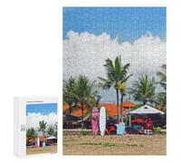 300 PCS Puzzle For Adults Beachfront Paradise with Palm Trees Jigsaws for Adults Puzzle Improve Memory Wishlist with Santa Claus Stress Reduction Gifts 300 PCS