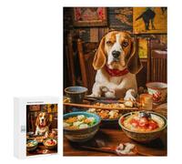 300 PCS Puzzle For Adults Beagle at Dinner Table Jigsaws for Adults Puzzle Enhance Memory Fun Activities at Home for Is Ideal As A Gift 300 PCS