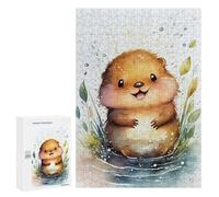 300 PCS Puzzle For Adults Beaver Watercolor Cute Jigsaws for Adults Relax Games Pattern Assembly Deal As Gifts for The Whole Family 300 PCS