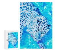 300 PCS Puzzle For Adults Blue Leopard in Water Jigsaw Puzzles for Teenagers Staycation Kill Time Challenging To Complete Educational Family Game 300 PCS