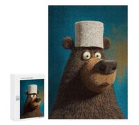 300 PCS Puzzle For Adults Cartoon Bear with Hat Jigsaws for Adults Puzzle Improve Memory Wishlist with Santa Claus Stress Reduction Gifts 300 PCS