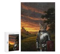300 PCS Puzzle For Adults Cat Knight in Shining Armor Jigsaws for Adults Puzzle Improve Memory Wishlist with Santa Claus Stress Reduction Gifts 300 PCS