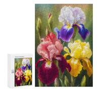 300 PCS Puzzle For Adults Colorful Iris Flower Bouquet Jigsaws for Adults Puzzle Enhance Memory Fun Activities at Home for Is Ideal As A Gift 300 PCS