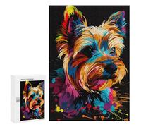 300 PCS Puzzle For Adults Colorful Yorkshire Terrier Art Print-1 Jigsaws for Adults Puzzle Enhance Memory Fun Activities at Home for Is Ideal As A Gift 300 PCS