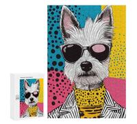 300 PCS Puzzle For Adults Cool Westie Dog Pop Art Jigsaws for Adults Relax Games Pattern Assembly Deal As Gifts for The Whole Family 300 PCS