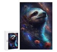 300 PCS Puzzle for Adults Cosmic Sloth with Flowers Puzzle For Teenagers Improve Memory Every Piece Is Unique - Learning Educational Toys 300 PCS