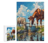 300 PCS Puzzle For Adults Cows Drinking Water Puzzle For Teenagers Analysis And Logic Help The Brain Exercise Deal As Gifts for The Whole Family 300 PCS