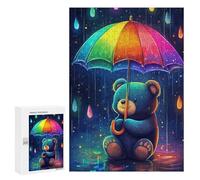 300 PCS Puzzle For Adults Cute Bear Rainbow Rain Jigsaws for Adults Puzzle Improve Memory Wishlist with Santa Claus Stress Reduction Gifts 300 PCS