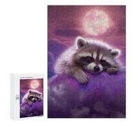 300 PCS Puzzle For Adults Cute Dreaming Raccoon Jigsaw for Adults Relax Games Staycation Kill Time Deal As Gifts for The Whole Family 300 PCS