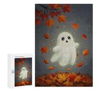 300 PCS Puzzle For Adults Cute Ghost in Autumn Leaves Jigsaw for Adults Relax Games Staycation Kill Time Deal As Gifts for The Whole Family 300 PCS