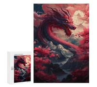 300 PCS Puzzle For Adults Dragon Blood Moon Japan Jigsaws for Adults Puzzle Enhance Memory Fun Activities at Home for Is Ideal As A Gift 300 PCS