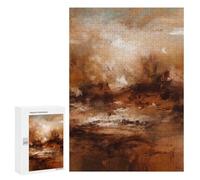 300 PCS Puzzle For Adults Earthbound Horizons - Abstract Expressionist Landscape in Warm Brown And Beige Jigsaws for Adults Relax Games Pattern Assembly Deal As Gifts for The Whole Family 300 PCS