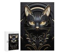 300 PCS Puzzle For Adults Elegant Golden Black Cat Jigsaws for Adults Puzzle Improve Memory Wishlist with Santa Claus Stress Reduction Gifts 300 PCS