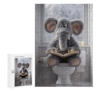 300 PCS Puzzle For Adults Elephant Reading on Toilet Jigsaws for Adults Puzzle Improve Memory Wishlist with Santa Claus Stress Reduction Gifts 300 PCS