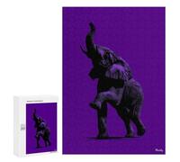 300 PCS Puzzle For Adults Elephant Silhouette - Majestic Strength on Purple Jigsaws for Adults Relax Games Pattern Assembly Deal As Gifts for The Whole Family 300 PCS