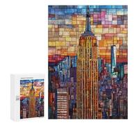 300 PCS Puzzle For Adults Empire State Building Stained Glass-3 Puzzle For Teenagers Analysis And Logic Help The Brain Exercise Deal As Gifts for The Whole Family 300 PCS