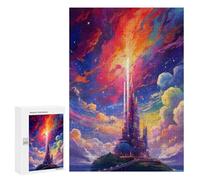 300 PCS Puzzle For Adults Fantasy Tower Skyward Adult Jigsaw Puzzle Anti-Stress Toys Enhance Memory Help The Brain Exercise 300 PCS
