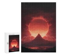 300 PCS Puzzle For Adults Fiery Planet Rising Epic Landscape Jigsaw Puzzles for Teenagers Staycation Kill Time Challenging To Complete Educational Family Game 300 PCS