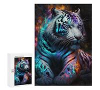 300 PCS Puzzle for Adults Flame Tiger Fantasy Art Adult Jigsaw Puzzle Brain Teaser Game But Fun And Humorous Fun at Home Activities, 300 PCS