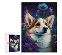 300 PCS Puzzle for Adults Floral Corgi Galaxy Art Print Puzzle For Teenagers Improve Memory Every Piece Is Unique - Learning Educational Toys 300 PCS