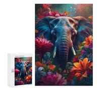 300 PCS Puzzle For Adults Floral Elephant Jigsaws for Adults Puzzle Improve Memory Wishlist with Santa Claus Stress Reduction Gifts 300 PCS