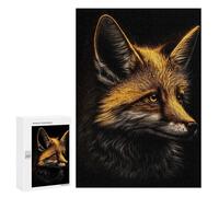 300 PCS Puzzle For Adults Fox Black Gold Jigsaws for Adults Puzzle Improve Memory Wishlist with Santa Claus Stress Reduction Gifts 300 PCS