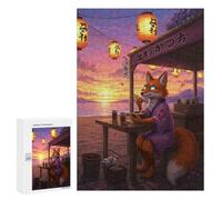 300 PCS Puzzle For Adults Fox Eating Ramen at Sunset Jigsaws for Adults Relax Games Pattern Assembly Deal As Gifts for The Whole Family 300 PCS