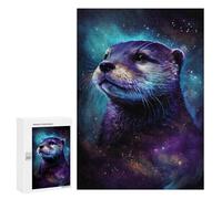 300 PCS Puzzle for Adults Galactic Otter Greeting Card -3 Puzzle For Teenagerss Improve Memory Fun Activities at Home Stress Reduction Gifts 300 PCS