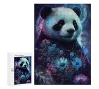 300 PCS Puzzle For Adults Galactic Panda with Flowers -2 Jigsaws for Adults Puzzle Enhance Memory Fun Activities at Home for Is Ideal As A Gift 300 PCS