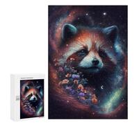 300 PCS Puzzle for Adults Galactic Red Panda with Flowers Puzzle For Teenagerss Improve Memory Fun Activities at Home Stress Reduction Gifts 300 PCS