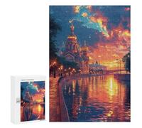 300 PCS Puzzle For Adults Golden Domes Reflecting Twilight's Glow Jigsaw Puzzles for Teenagers Staycation Kill Time Challenging To Complete Educational Family Game 300 PCS