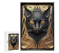 300 PCS Puzzle for Adults Golden God Cat Art Deco Adult Jigsaw Puzzle Relaxing Games Birthday Present Unique Birthday And Xmas Gifts 300 PCS