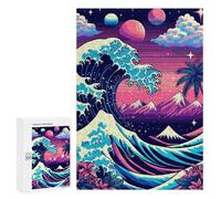 300 PCS Puzzle for Adults Great Wave Neon Dreams Adult Jigsaw Puzzle Brain Teaser Game But Fun And Humorous Fun at Home Activities, 300 PCS
