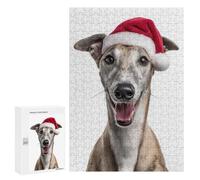 300 PCS Puzzle For Adults Greyhound Dog with Santa Hat Jigsaw for Adults Relax Games Staycation Kill Time Deal As Gifts for The Whole Family 300 PCS