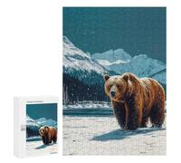 300 PCS Puzzle For Adults Grizzly Bear in Winter Landscape Jigsaws for Adults Puzzle Improve Memory Wishlist with Santa Claus Stress Reduction Gifts 300 PCS