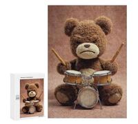 300 PCS Puzzle For Adults Grumpy Teddy Bear Drummer Jigsaws for Adults Puzzle Improve Memory Wishlist with Santa Claus Stress Reduction Gifts 300 PCS