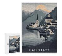 300 PCS Puzzle For Adults Hallstatt Village Illustration Jigsaw for Adults Relax Games Staycation Kill Time Deal As Gifts for The Whole Family 300 PCS